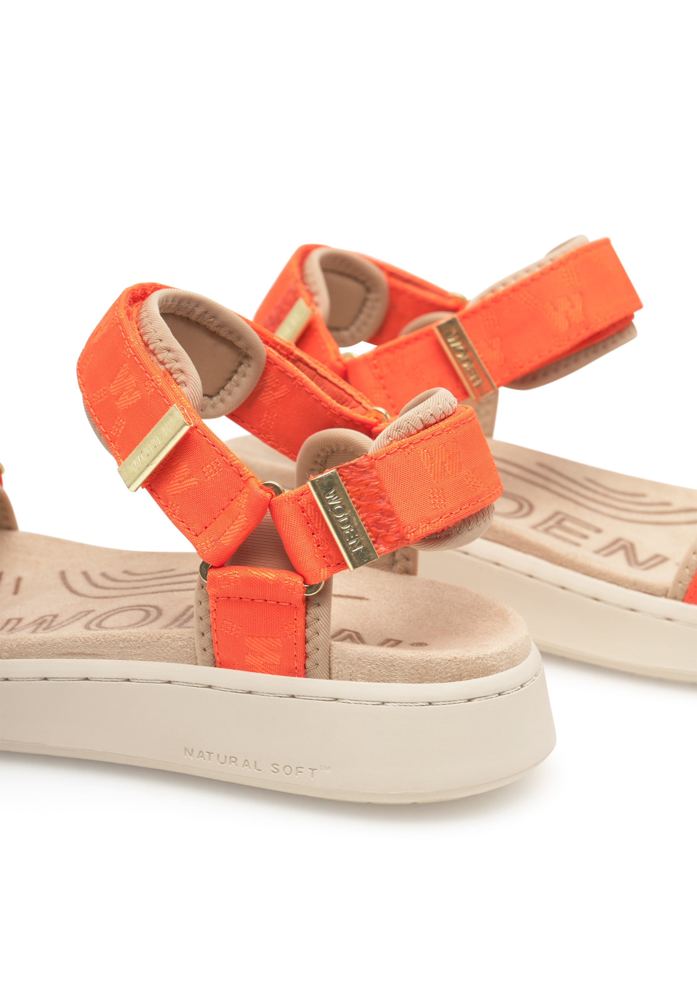 WODEN Sandaal 'Line Woven' in Oranje