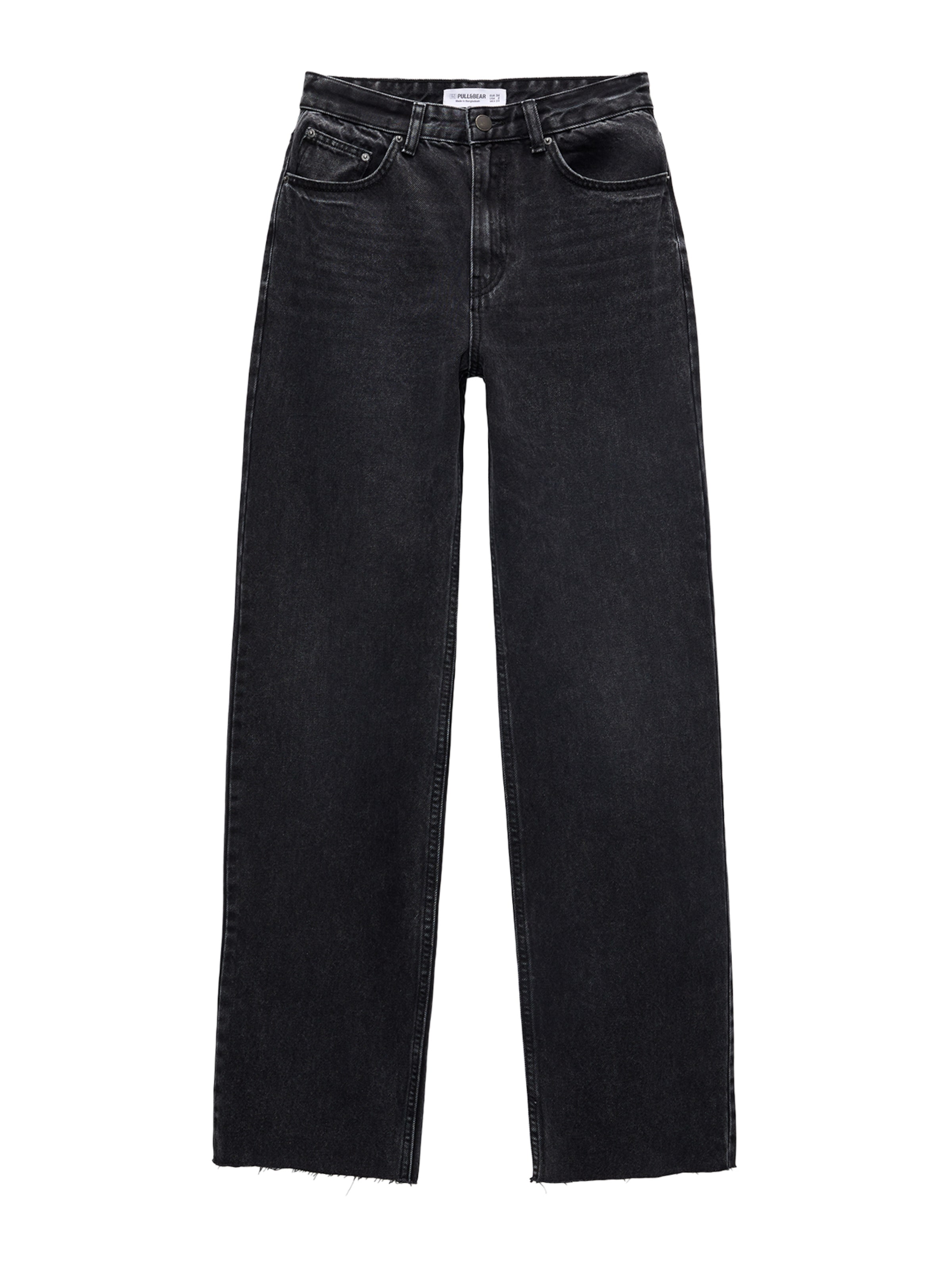 Pull&Bear Široke hlačnice Kavbojke | črna barva: sprednja stran