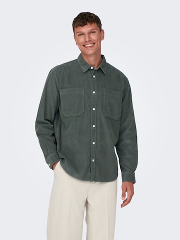 Only & Sons Regular fit Button Up Shirt 'Alp' in Green: front