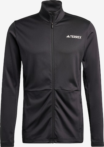 ADIDAS TERREX Athletic Fleece Jacket in Black: front