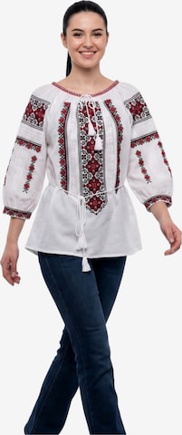 Rody’s forever Trachtenbluse 'Damenbluse AU26 weiß/rot , marimea L' in Weiß: Vorderseite