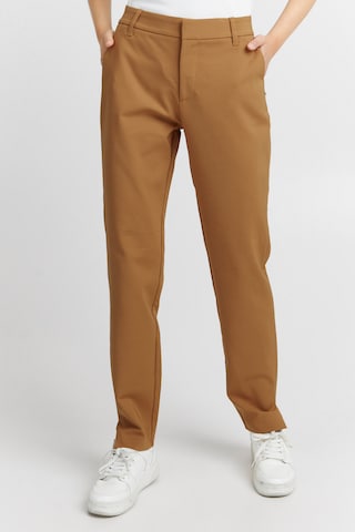 PULZ Jeans Regular Chino Pants 'Bindzy' in Brown: front