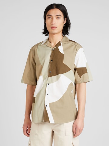 Only & Sons Regular fit Button Up Shirt 'TIE' in Beige: front