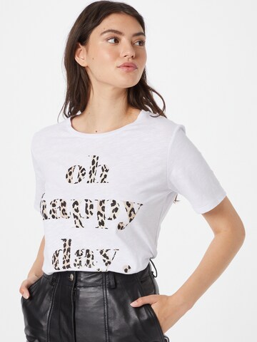 T-shirt 'Oh happy day' Frogbox en blanc : devant