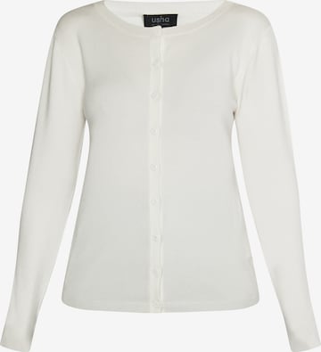 usha BLACK LABEL Gebreid vest 'Nowles' in Wit: voorkant