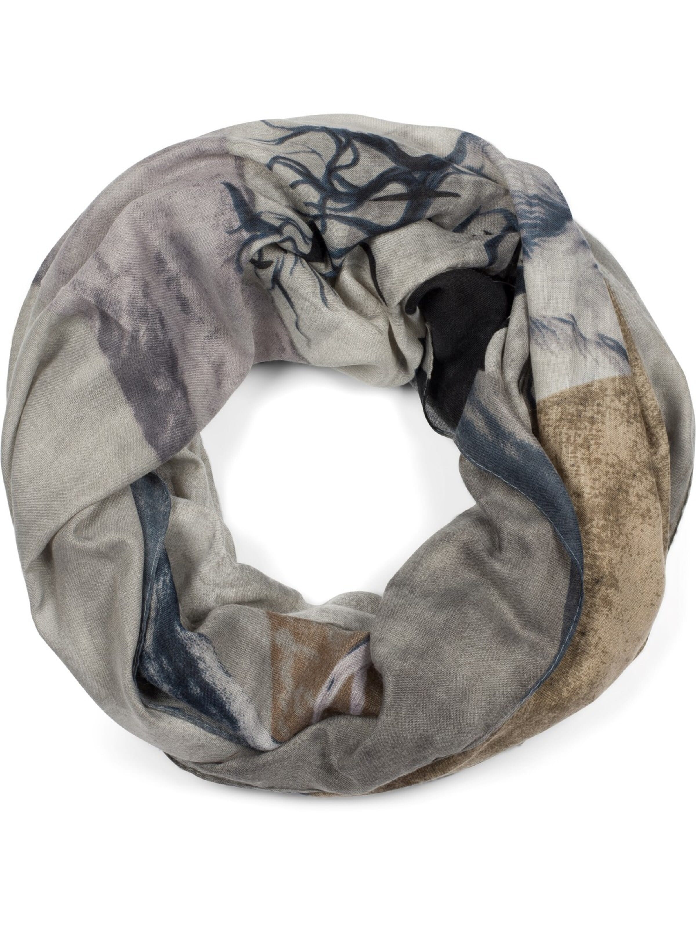 styleBREAKER Schlauchschal 'Loop Schal mit Hirsch Print'‌‌‌‌‌‌‌‌ in Blau: Vorderseite