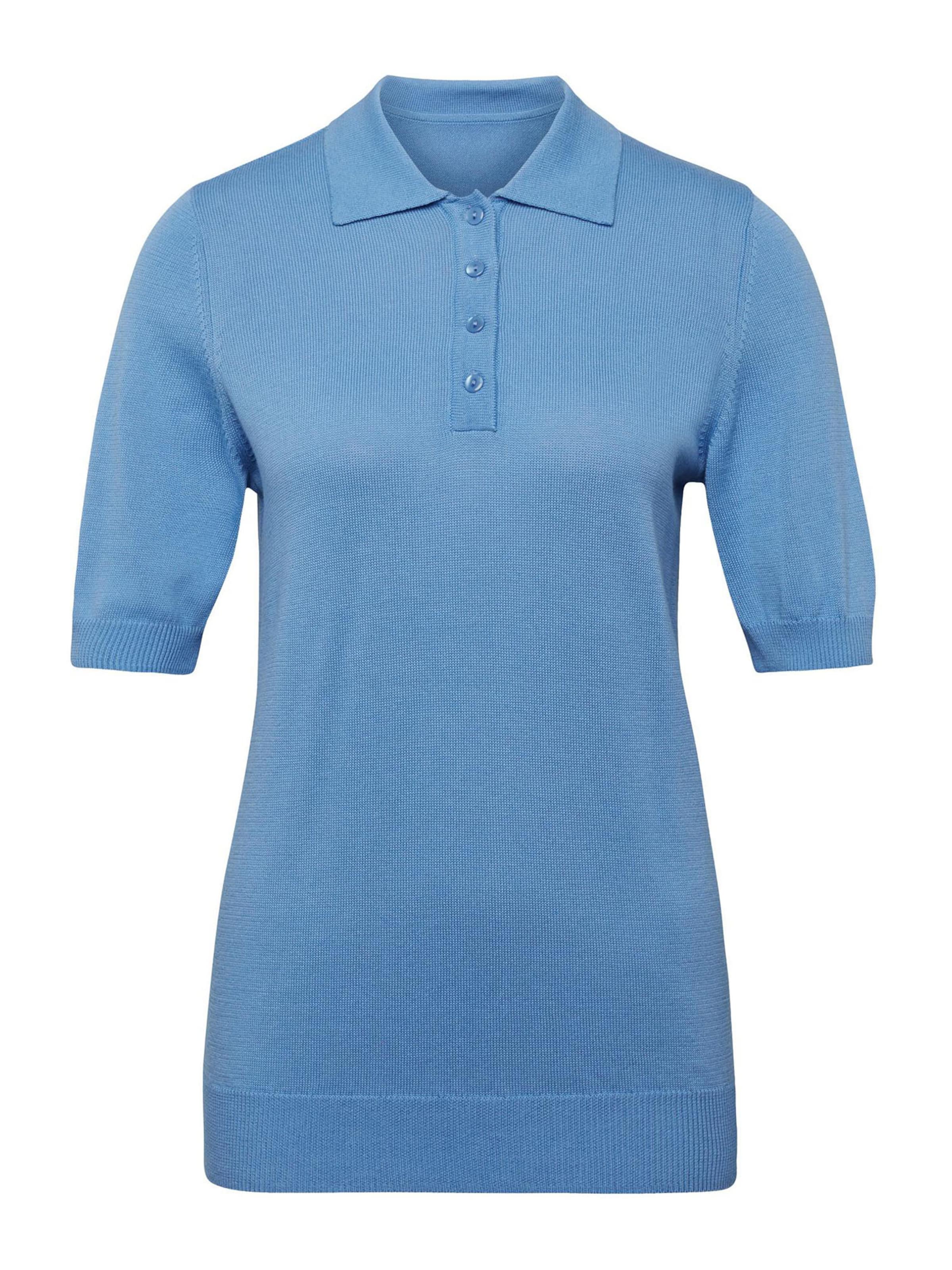 Goldner Pullover in Blau: Vorderseite