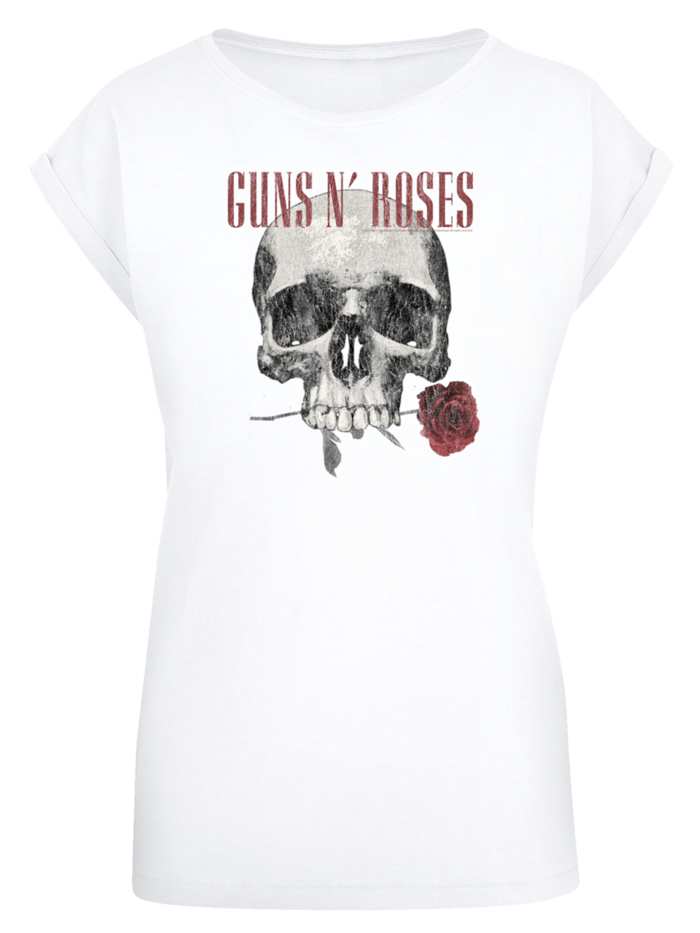 T-shirt 'Guns 'n' Roses Flower Skull Rock Musik Band' F4NT4STIC en blanc : devant