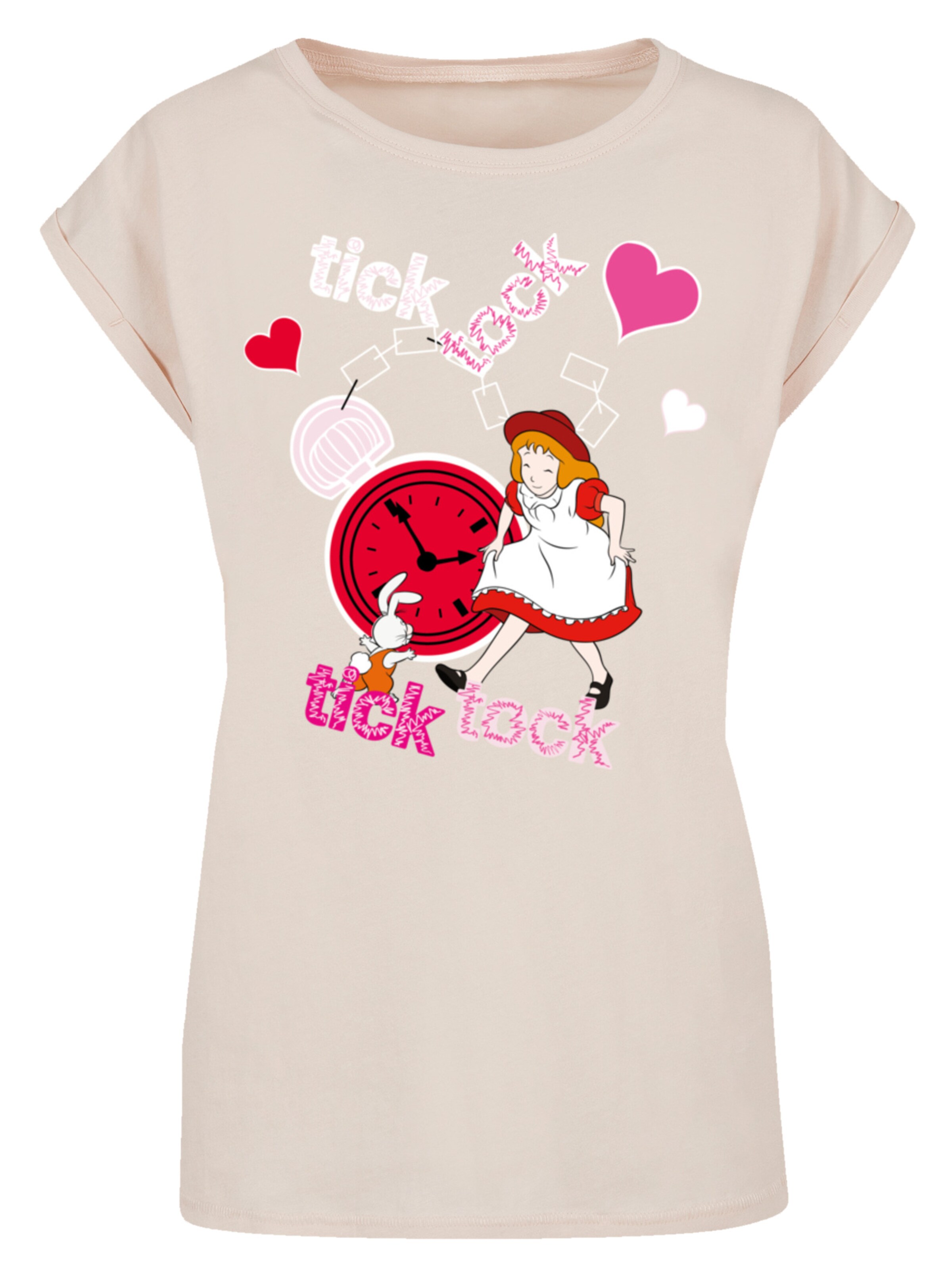 F4NT4STIC Shirt 'Alice im Wunderland Tick Tock' in Beige: voorkant