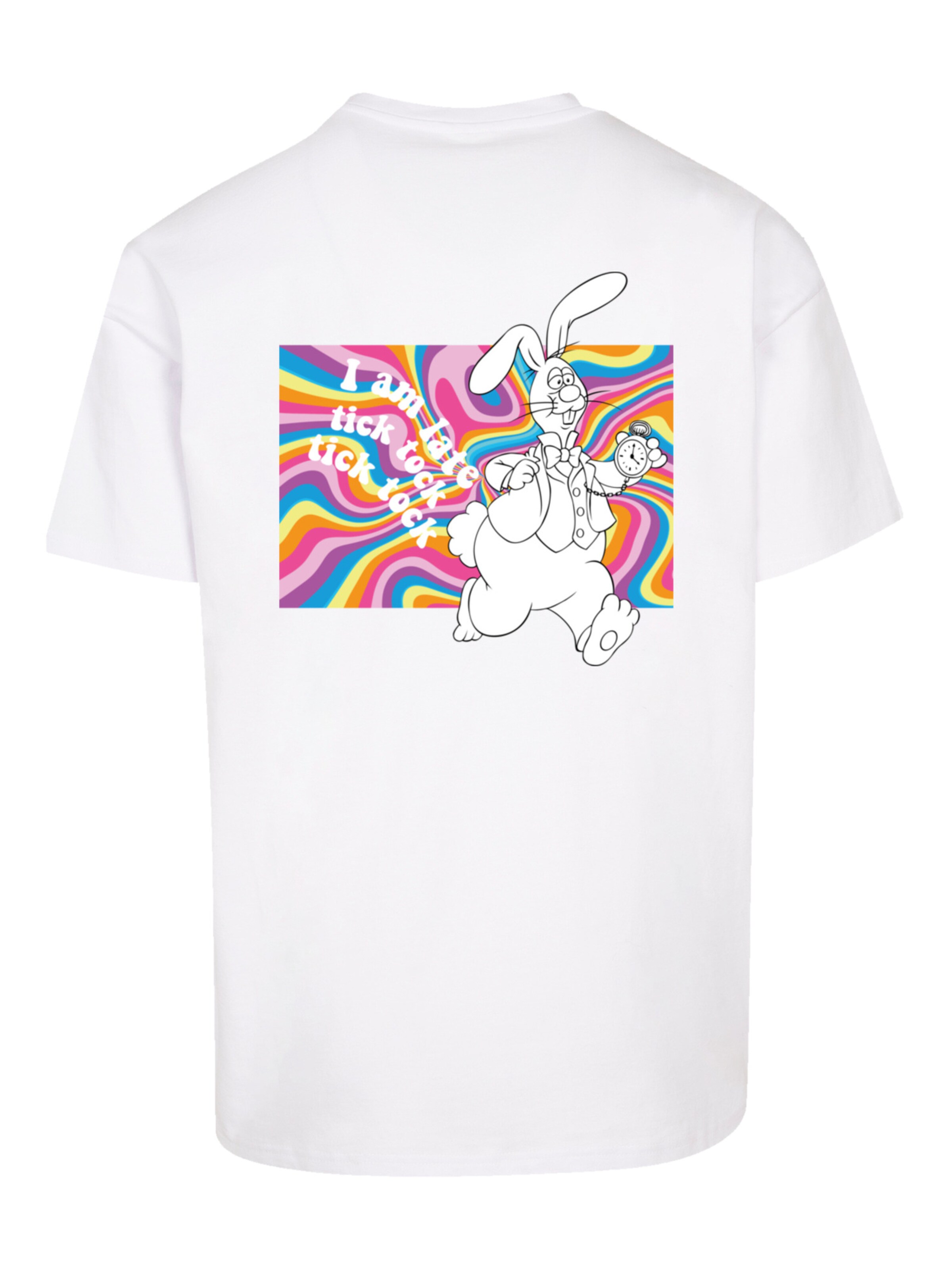 T-Shirt 'Alice im Wunderland Uhr Hase Heroes of Childhood' F4NT4STIC en blanc