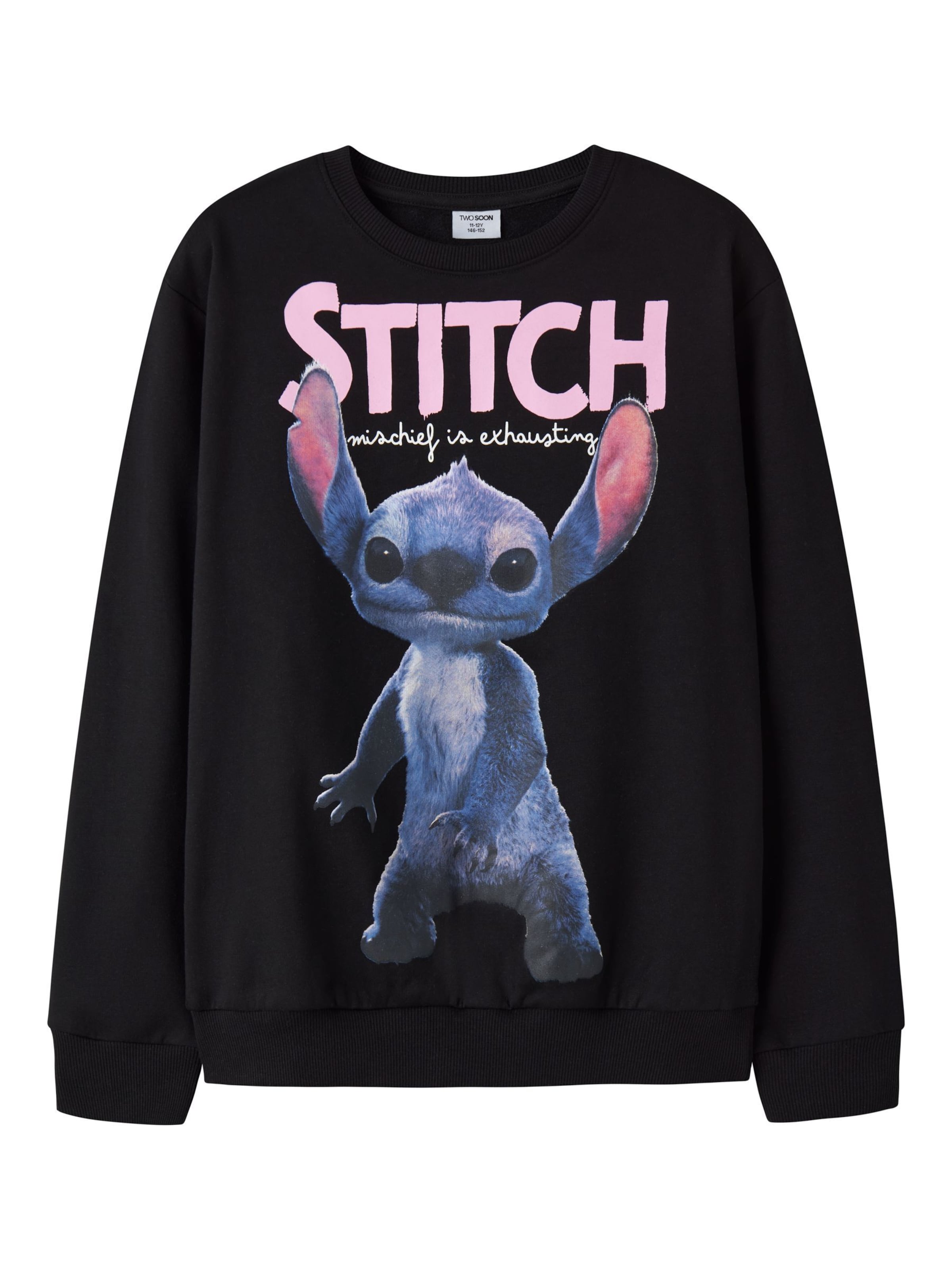 TWO SOON - Sudadera 'Stitch' en negro: frente