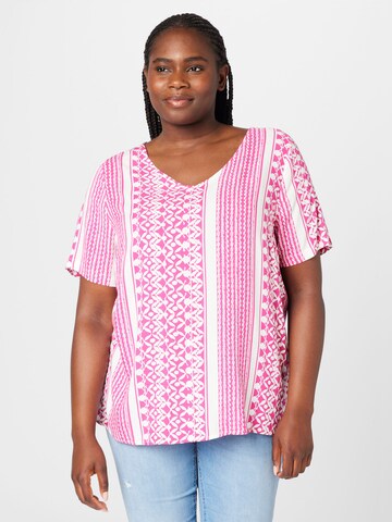 ONLY Carmakoma - Blusa 'MARRAKESH' em rosa: frente