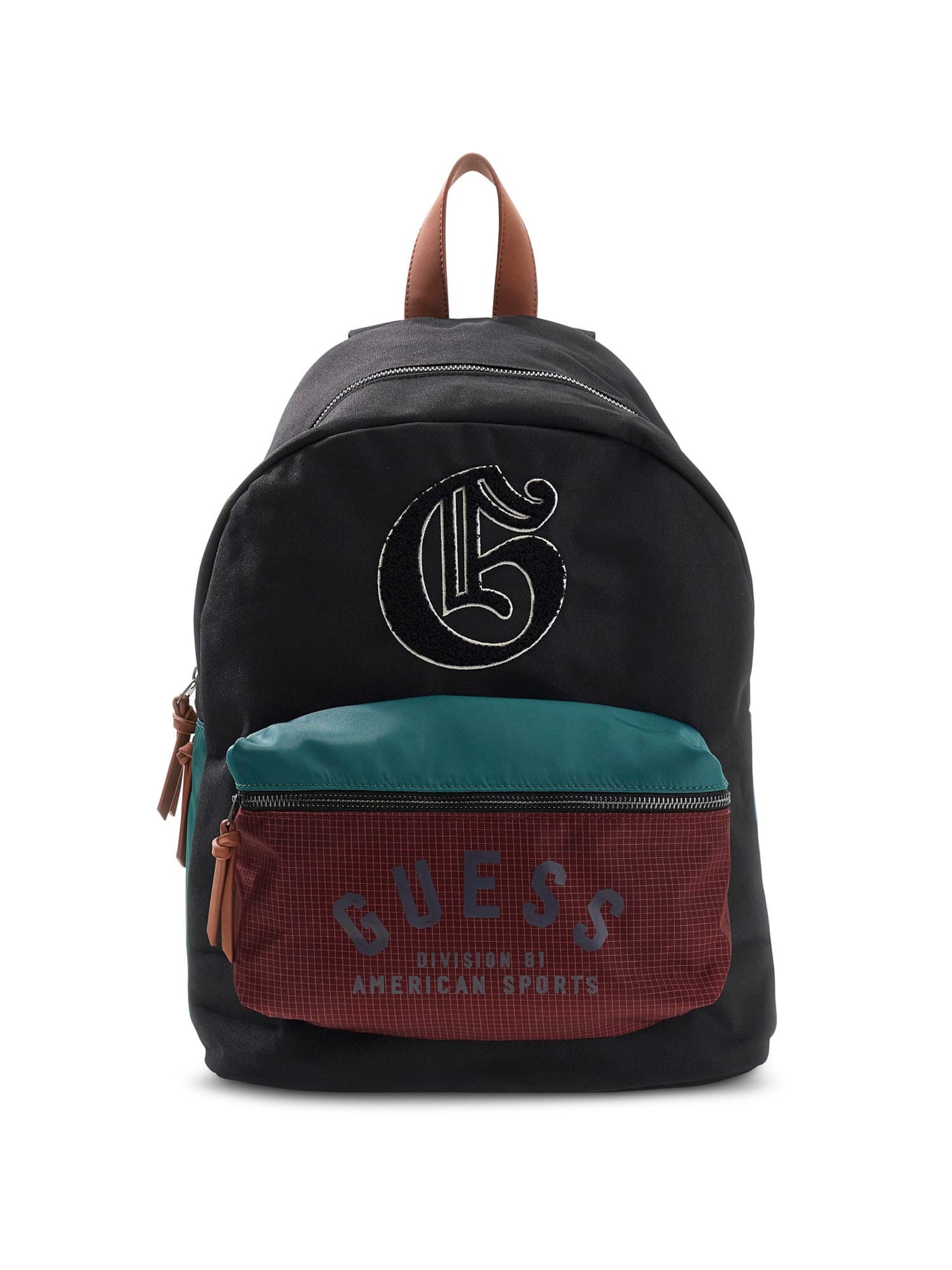 GUESS Backpack in One size in Chestnut brown / Petrol / Black / White, Item view