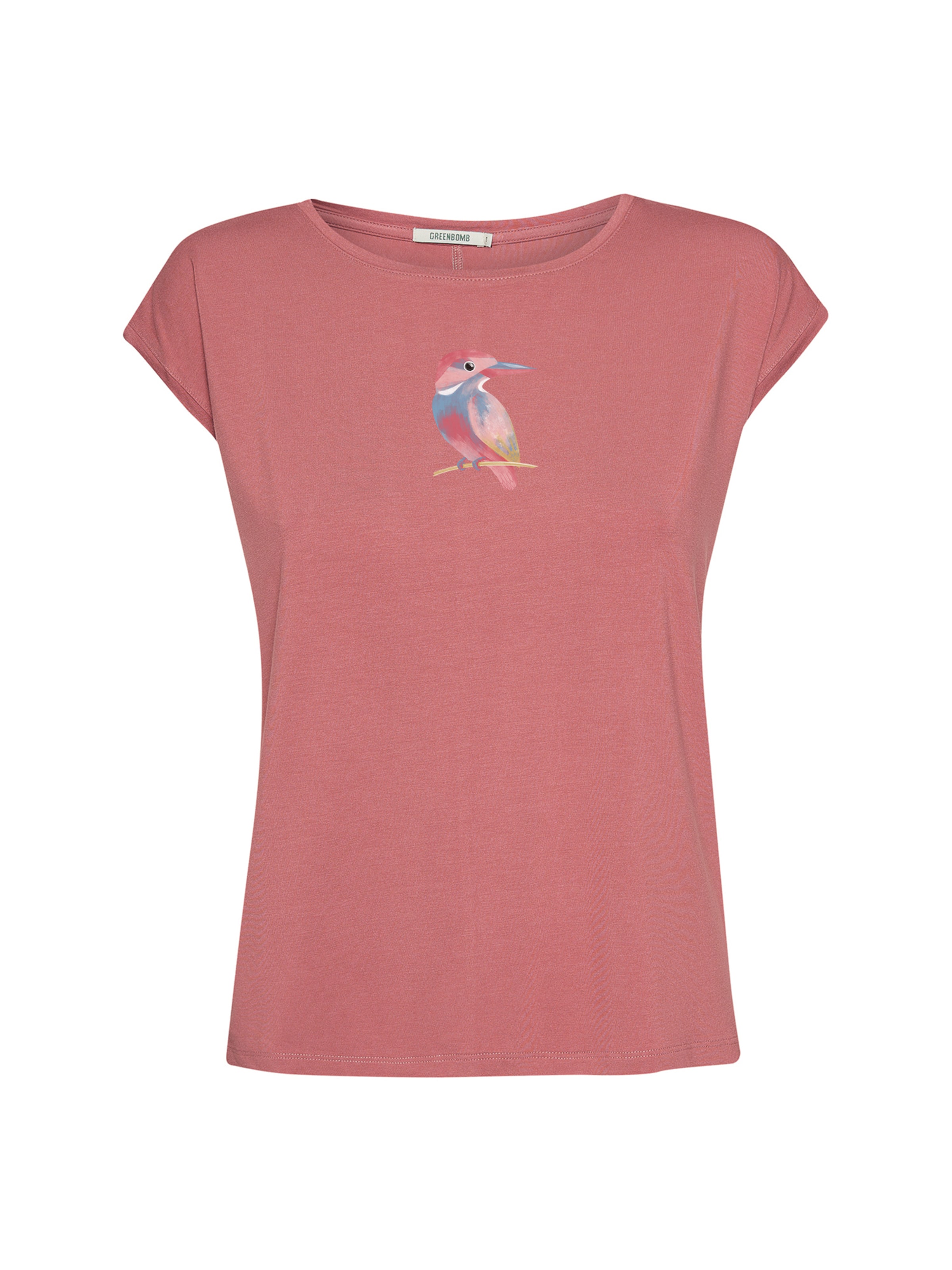 GREENBOMB T-Shirt  'Timid Bird Look' in Pink: Vorderseite