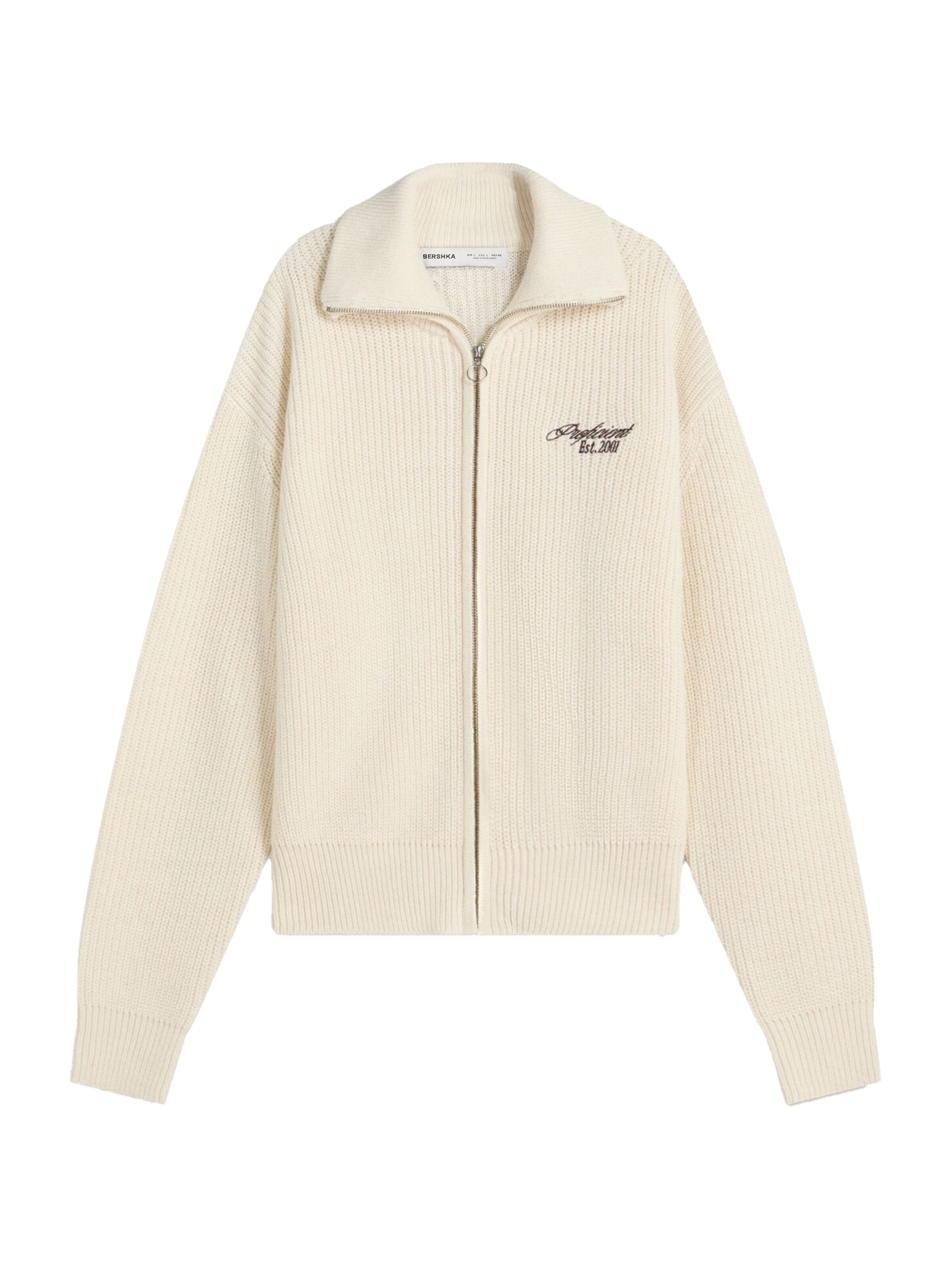 Bershka Pletena jopa | bela barva: sprednja stran