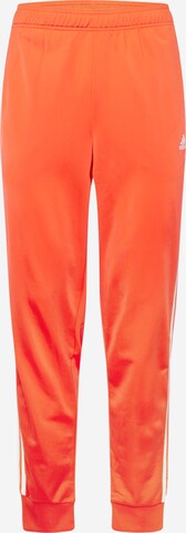 ADIDAS SPORTSWEAR Workout Pants 'Essentials Warm-Up Tapered 3-Stripes' in Red: front