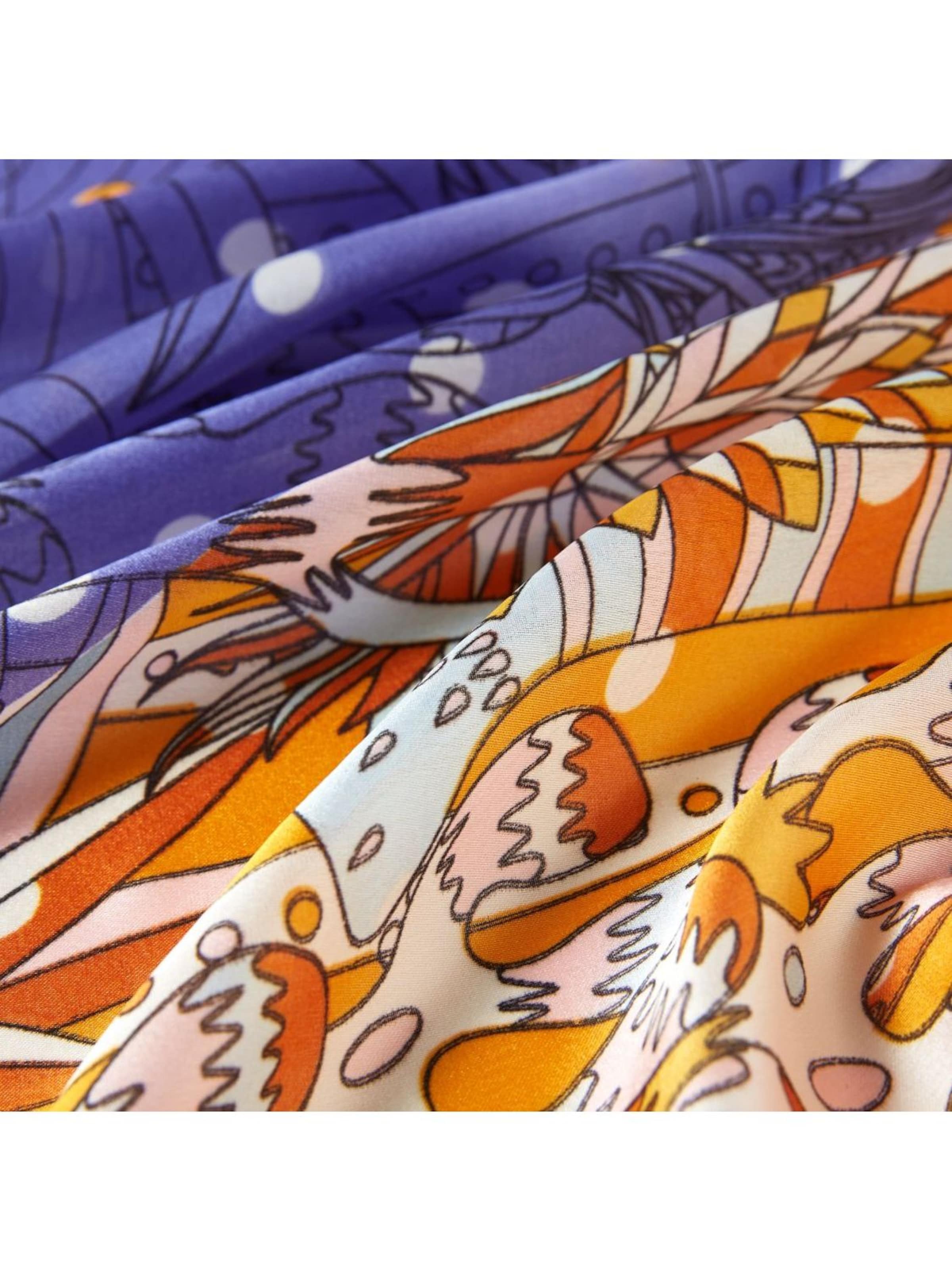 alberto cabale - Chal 'Petit carré de Soie Bigflower Cléo' en naranja