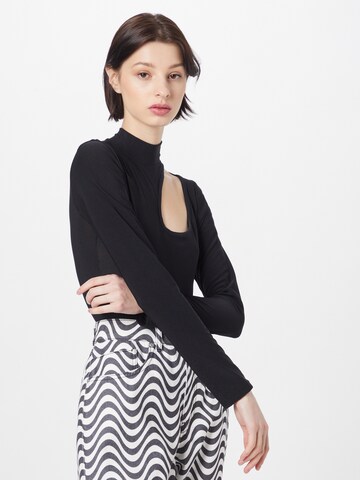 Femme Luxe Shirt bodysuit 'MADGE' in Black: front