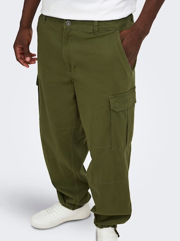 Loosefit Pantaloni cargo 'ONSToby' di Only & Sons in verde