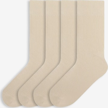 Von Jungfeld Socken 'Fine Ribbed' in Beige: Vorderseite