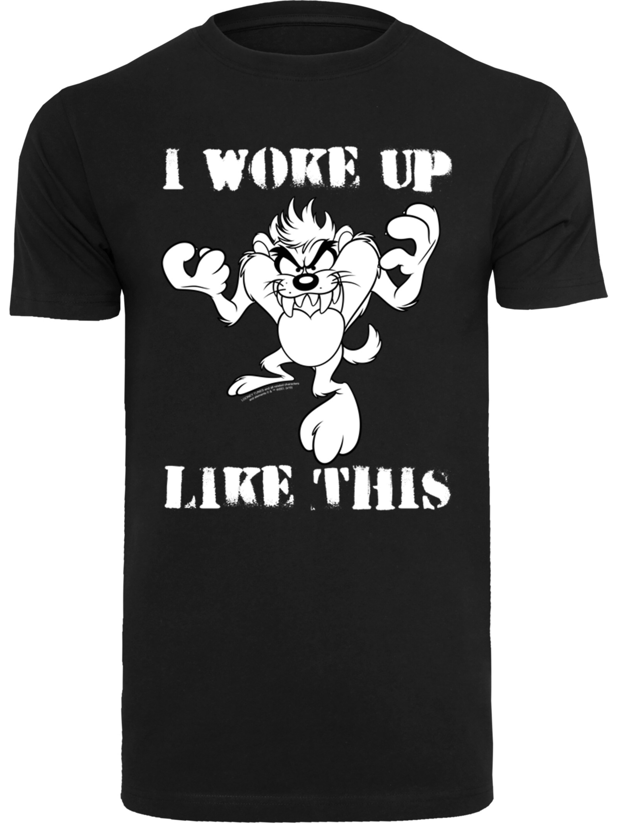 F4NT4STIC Shirt 'Looney Tunes Taz I Woke Up Like This' in Black: front