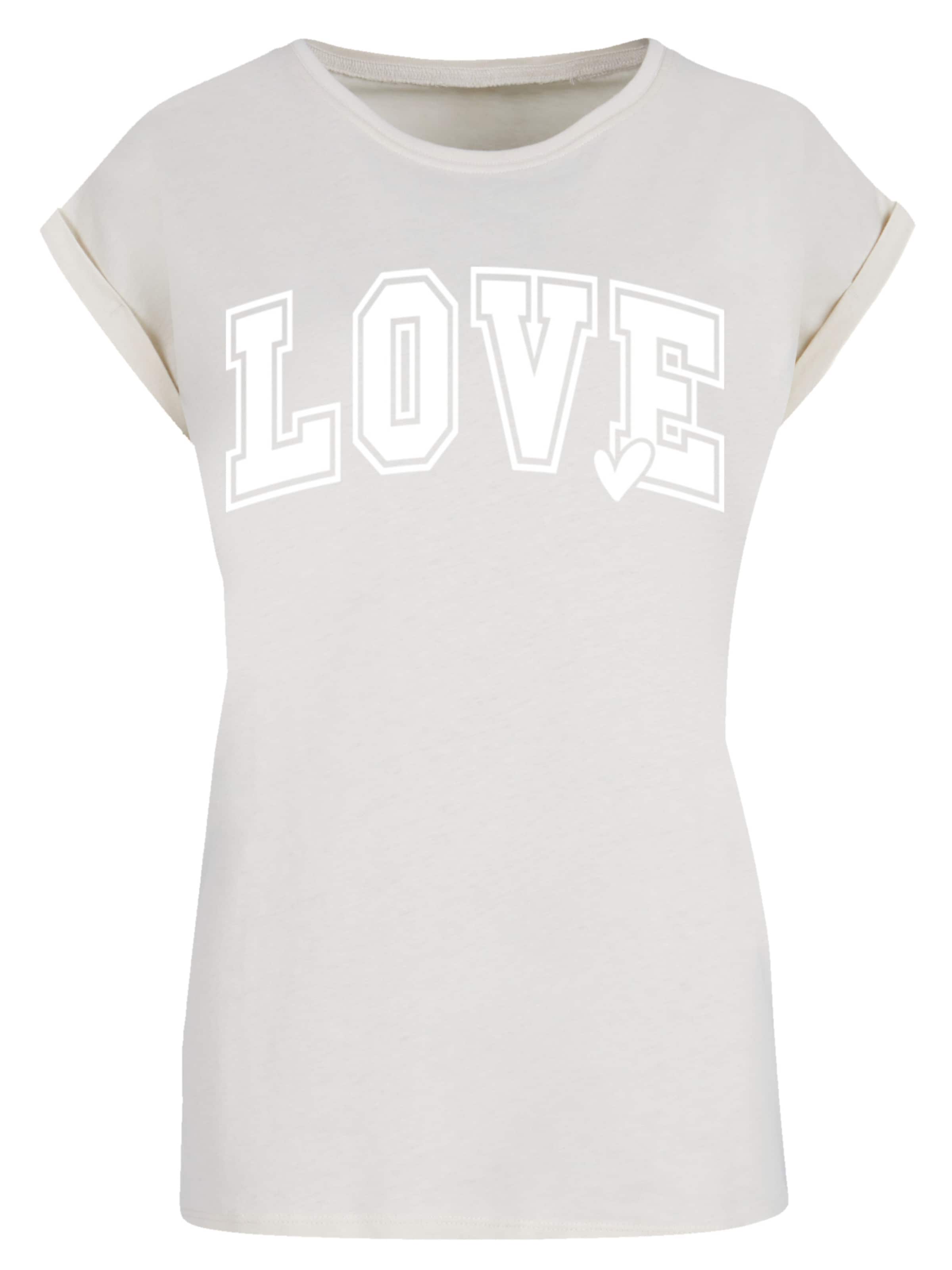 T-shirt 'Love University Valentinstag Herz' F4NT4STIC en beige : devant