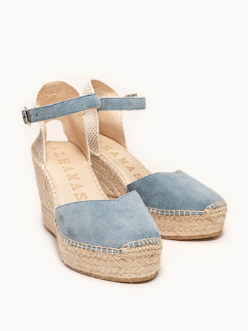Sandalo con cinturino 'Alpargata Cuña 10 cm' di Alhamas in blu