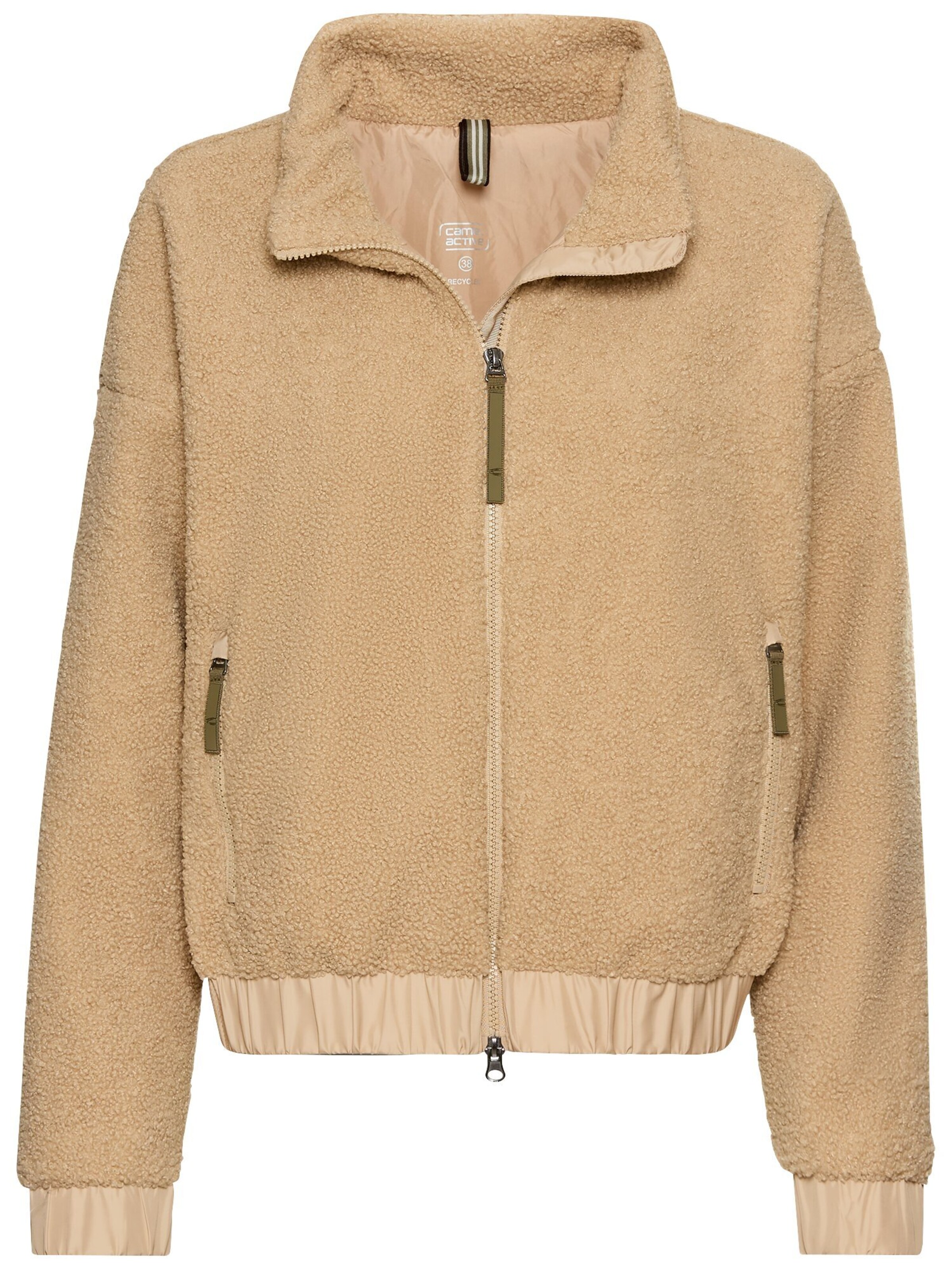 CAMEL ACTIVE Teddy Blouson mit Stehkragen und 2-Wege-Reißverschluss in Beige: Vorderseite