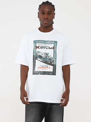 Koyumi Shirt 'Oversize Race For Ever DTG Print T-Shirt – Heavy Cotton' in White