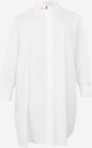 Tommy Hilfiger Curve - Vestido camisero en blanco: frente