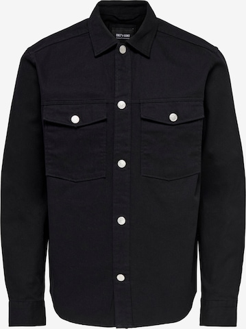 Only & Sons Regular fit Button Up Shirt in Black: front