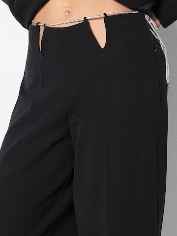 Bershka Wide leg Bandplooibroek in Zwart