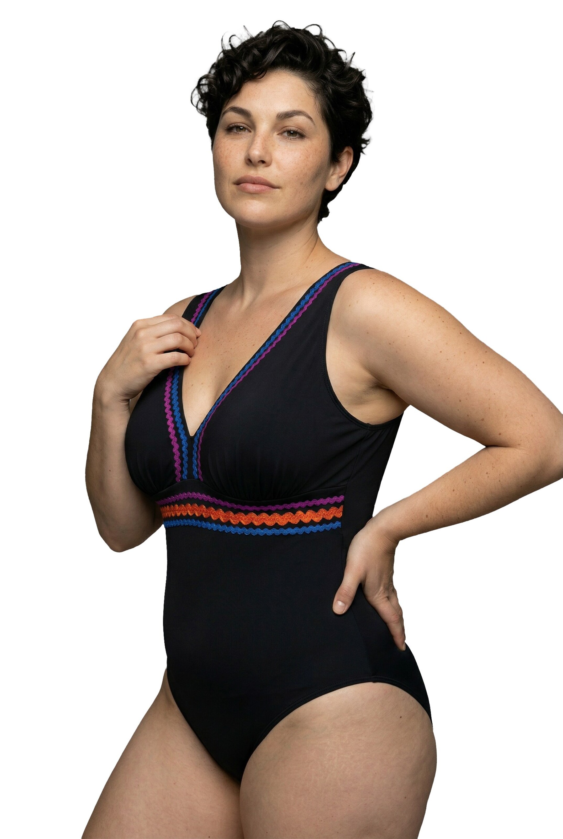 Ulla Popken Swimsuit in Black: front