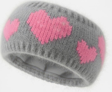 styleBREAKER Headband 'Strick Stirnband mit Herz Muster' in Grey: front