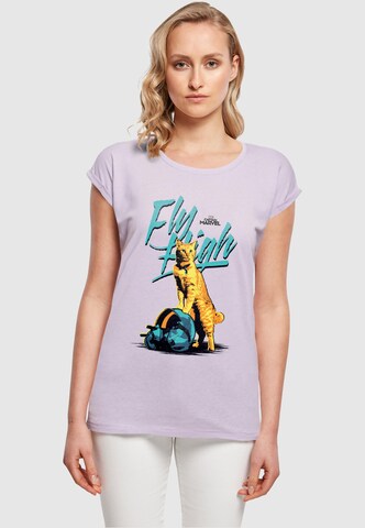 ABSOLUTE CULT Shirt 'Captain Marvel- Fly High' in Lila: voorkant