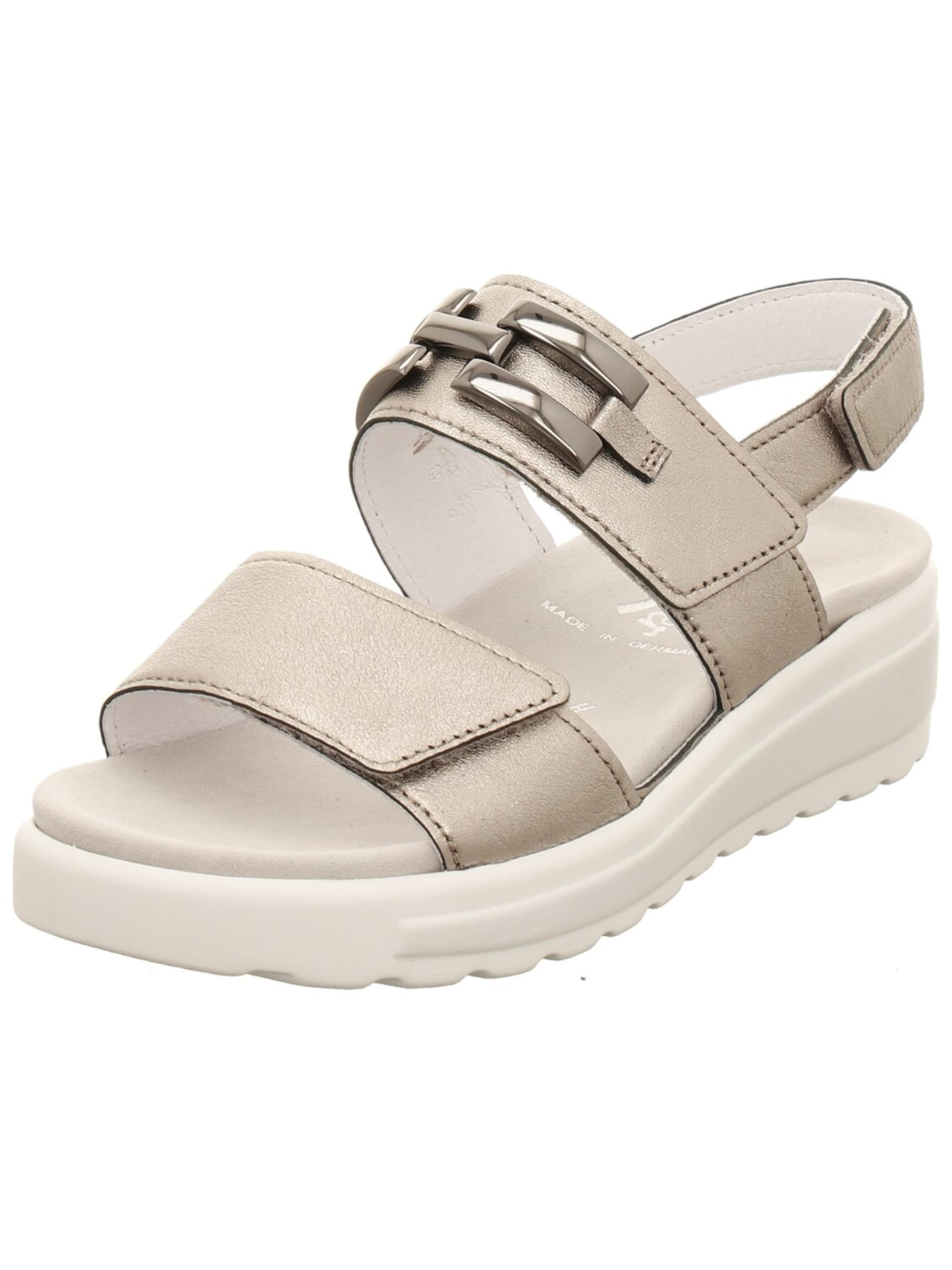 SEMLER Sandals 'Sandale Damen H3085 Hanna H Weite stone Echtleder in grau' in Grey: front