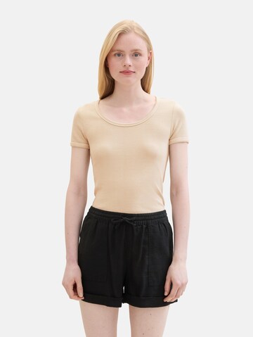 T-shirt TOM TAILOR DENIM en beige : devant