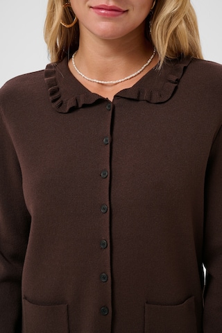 Cream Gebreid vest in Bruin