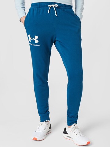 UNDER ARMOUR Zúžený Sportovní kalhoty 'Rival' – modrá: přední strana