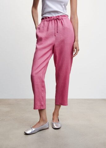 MANGO Loose fit Pants 'Linew' in Pink