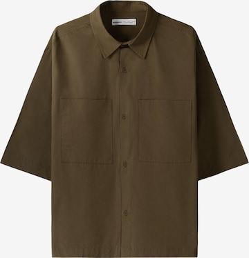 Bershka Comfort fit Button Up Shirt in Green: front