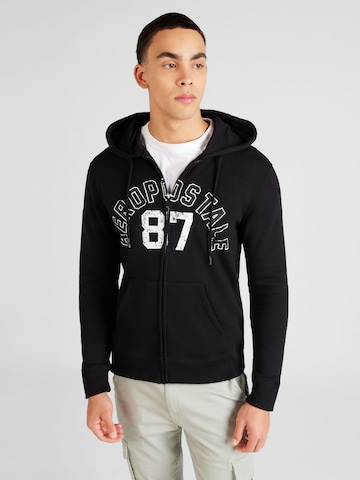 AÉROPOSTALE Sweat jacket in Black: front