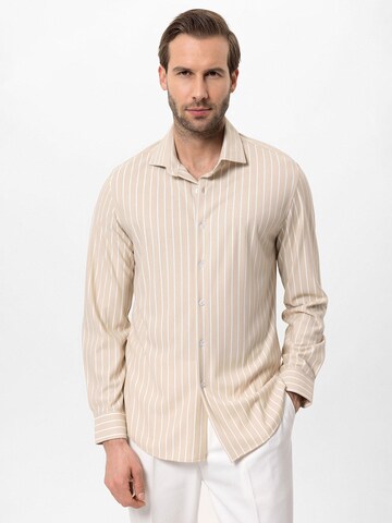Antioch Regular fit Button Up Shirt in Beige: front