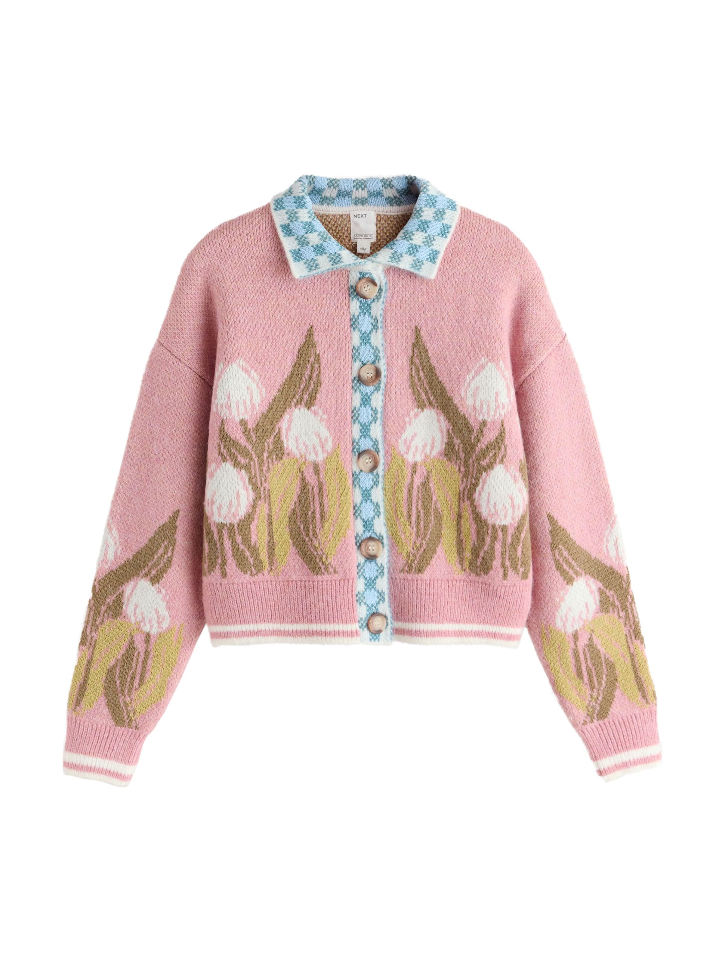 Next Cárdigan 'Tulip' en oliva / verde claro / rosa / blanco, Vista del producto