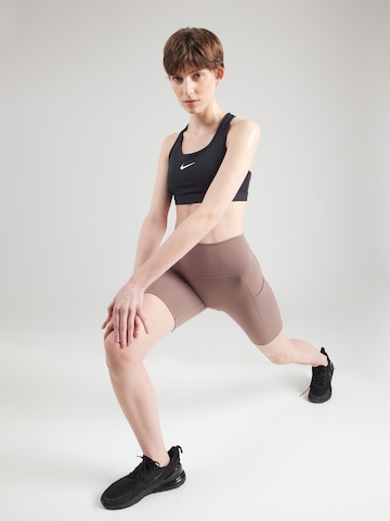 NIKE Skinny Workout Pants 'ONE' in Brown