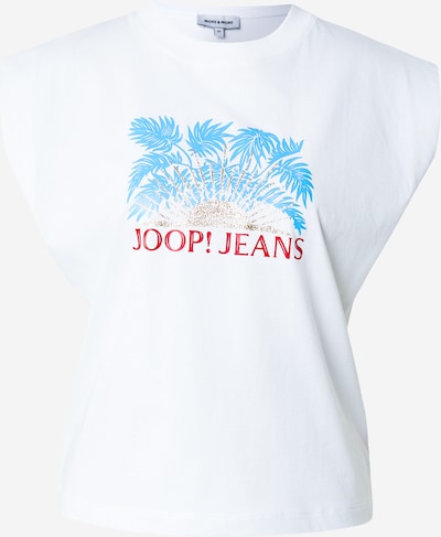 JOOP! Jeans Majica 'Tosha' u tamno bež / azur / jarko crvena / bijela, Pregled proizvoda