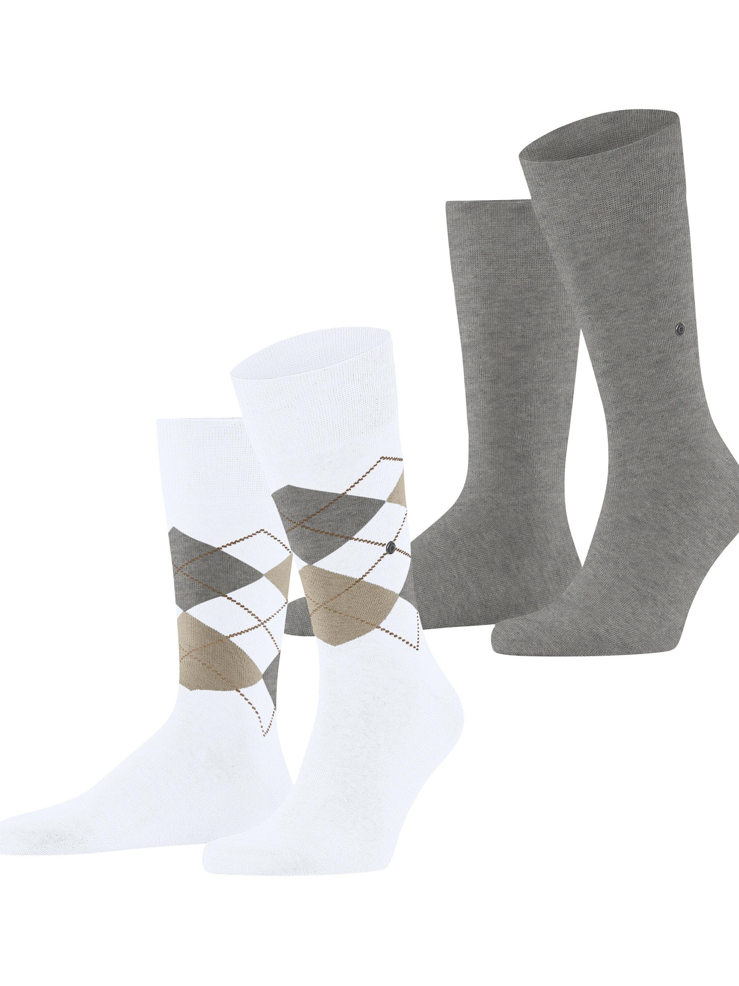 BURLINGTON Socks 'Everyday Argyle Mix 2-Pack' in White: front