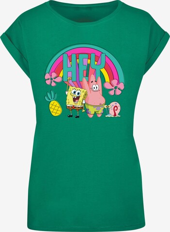 Merchcode T-Shirt 'SpongeBob SquarePants - Hey' in Grün: predná strana