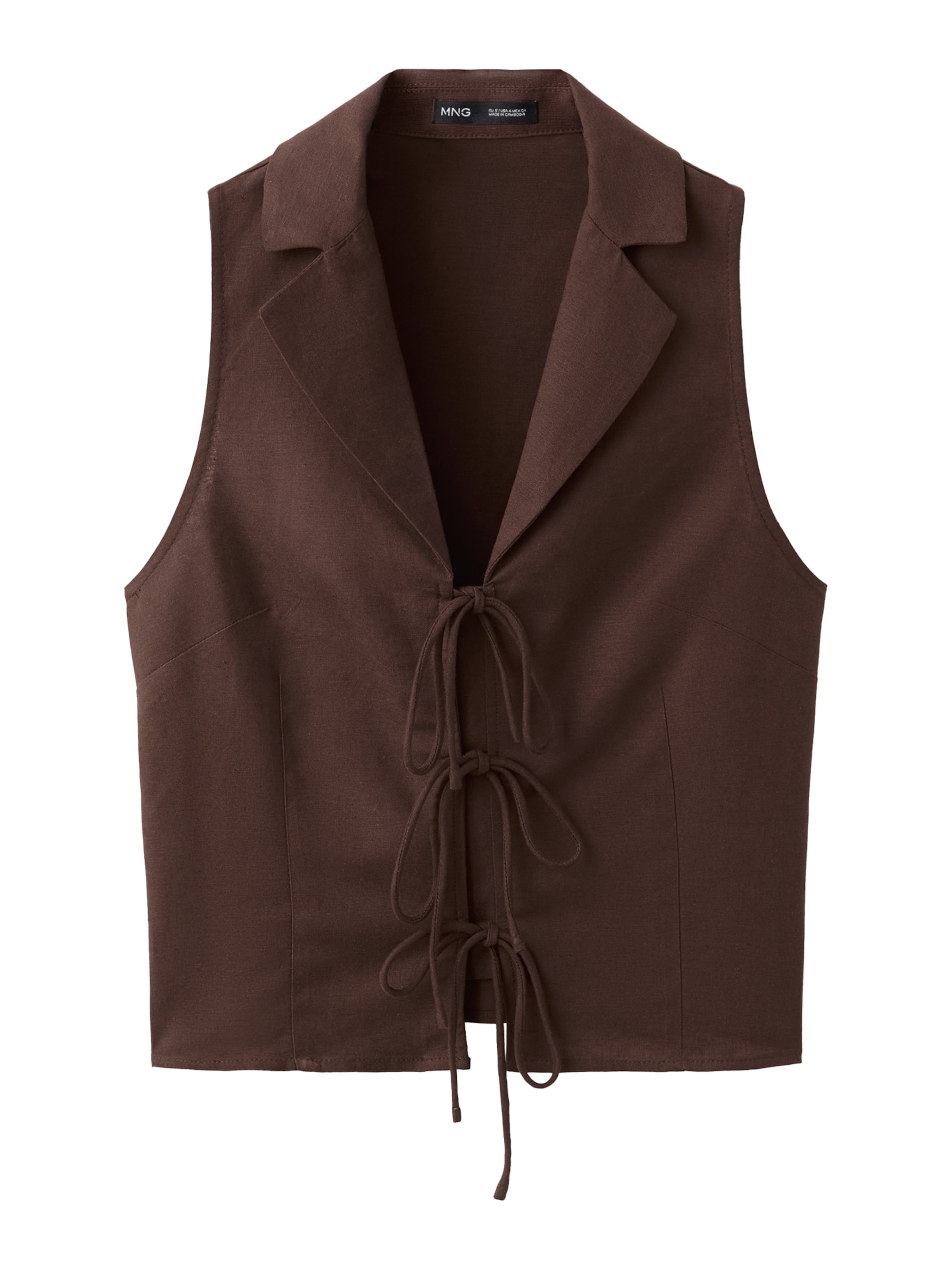 MANGO Kostymväst 'LINOVIS' i brun: framsida