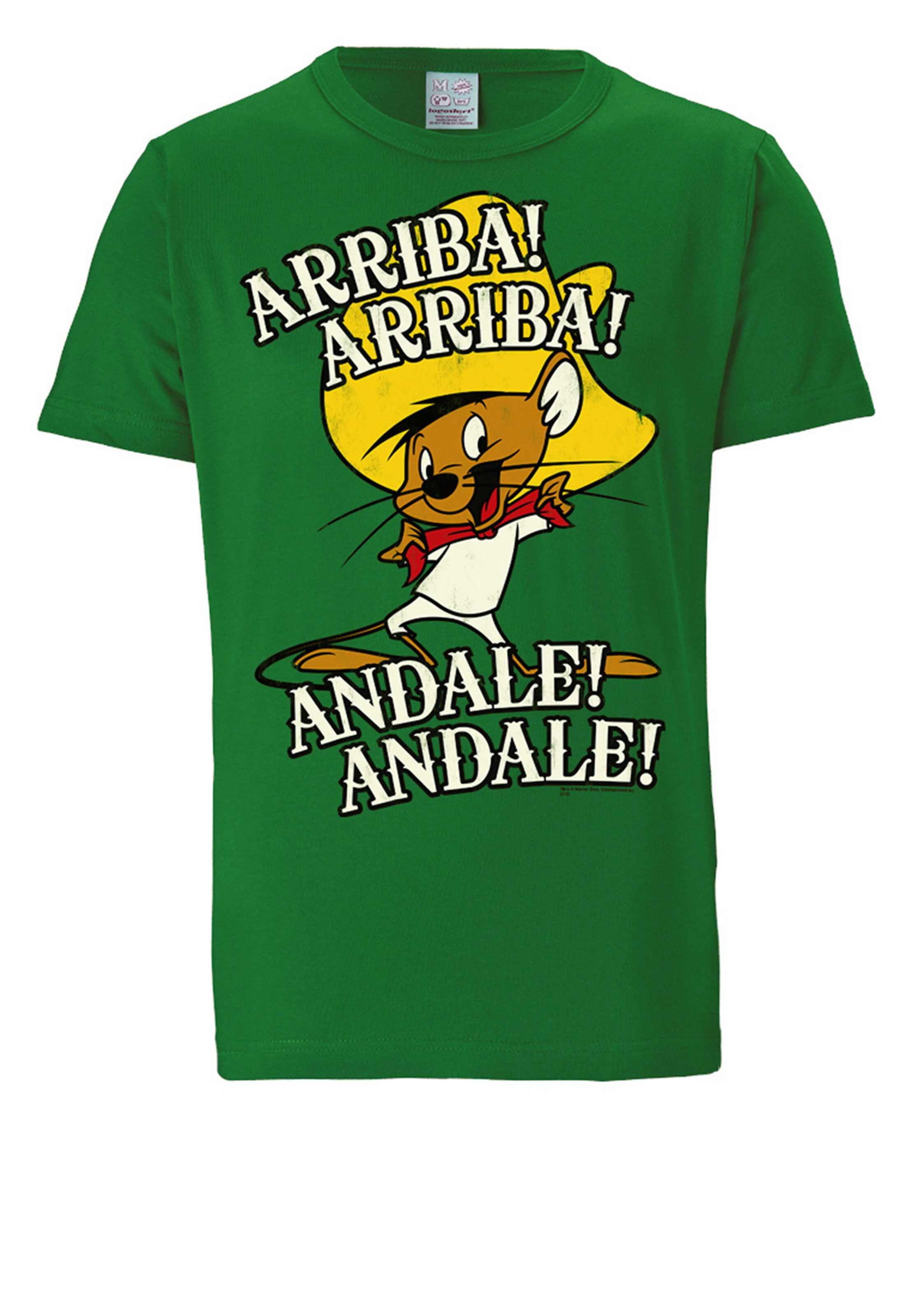LOGOSHIRT Shirt 'Looney Tunes - Speedy Gonzales' in Groen: voorkant